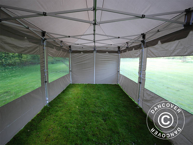 Quick-up telt FleXtents PRO "Peaked" 4x8m Latte, inkl. 6 sider