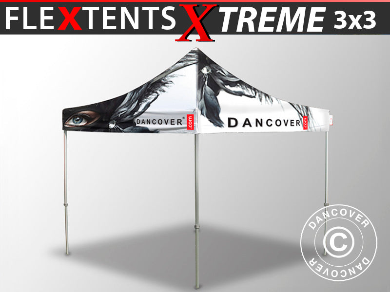 Quick-up telt FleXtents Xtreme 50 med full digital trykk, 3x3m