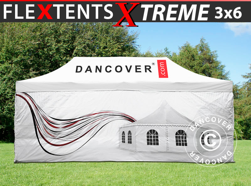 Quick-up telt FleXtents Xtreme 50 med full digital trykk, 3x6m, inkl. 4 sider