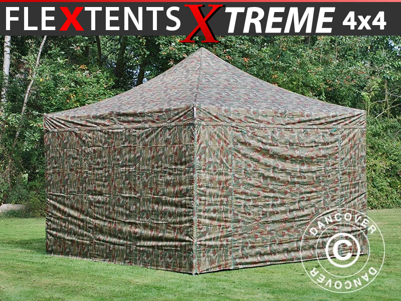 Quick-up telt FleXtents Xtreme 50 4x4m Kamuflasje, inkl. 4 sider