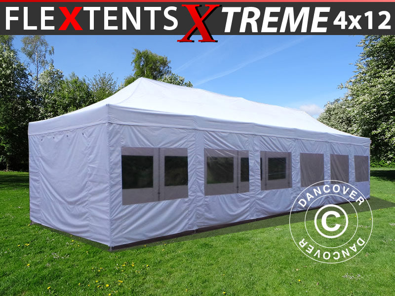 Quick-up telt FleXtents Xtreme 50 4x12m Hvit, inkl. sider
