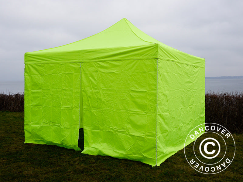 Quick-up telt FleXtents PRO 4x4m Neongul/grønn, inkl. 4 sider