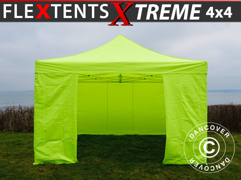Quick-up telt FleXtents Xtreme 50 4x4m Neongul/grønn, inkl. 4 sider