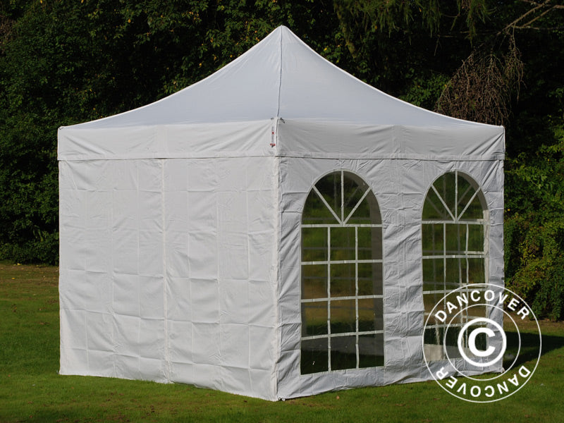 Quick-up telt FleXtents PRO Vintage Style 3x3m Hvit, inkl. 4 sider