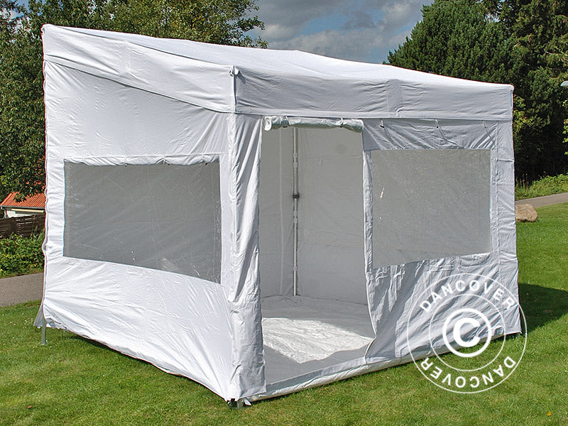 Quick-up telt FleXtents PRO Trapezo 3x3m Hvit, inkl. 4 sider
