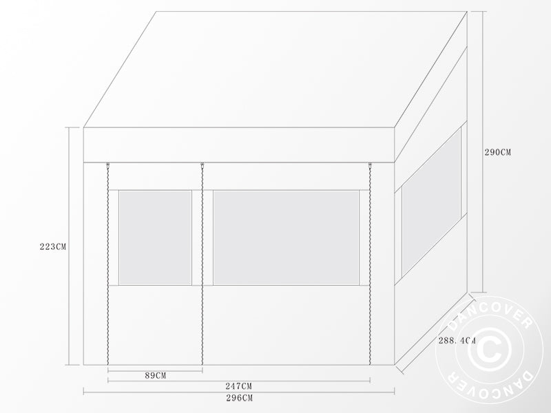 Quick-up telt FleXtents PRO Trapezo 3x3m Hvit, inkl. 4 sider