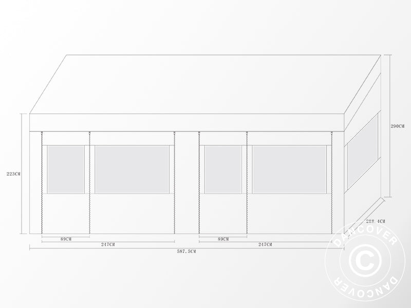 Quick-up telt FleXtents PRO Trapezo 3x6m Hvit, inkl. 4 sider