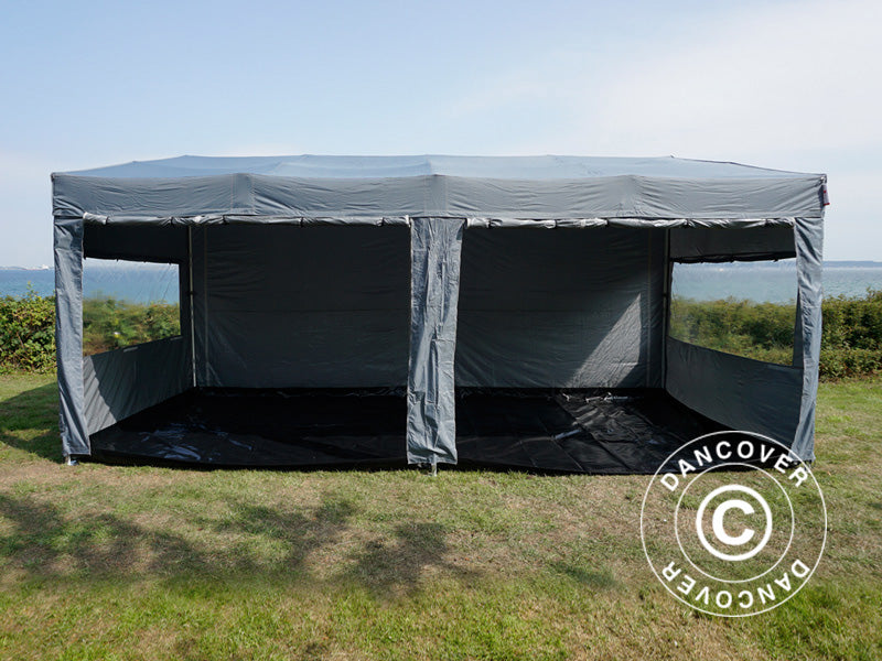 Quick-up telt FleXtents PRO Trapezo 3x6m Grå, inkl. 4 sider