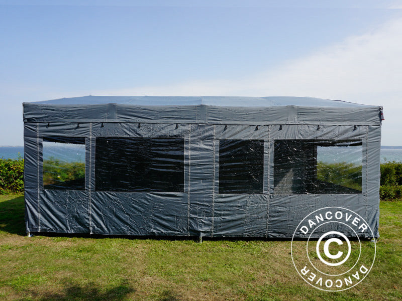 Quick-up telt FleXtents PRO Trapezo 3x6m Grå, inkl. 4 sider