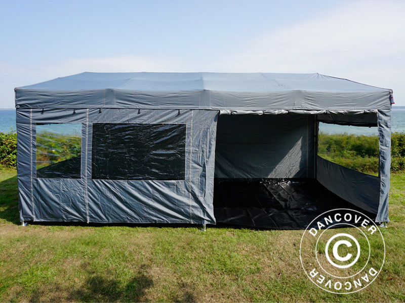 Quick-up telt FleXtents PRO Trapezo 3x6m Grå, inkl. 4 sider