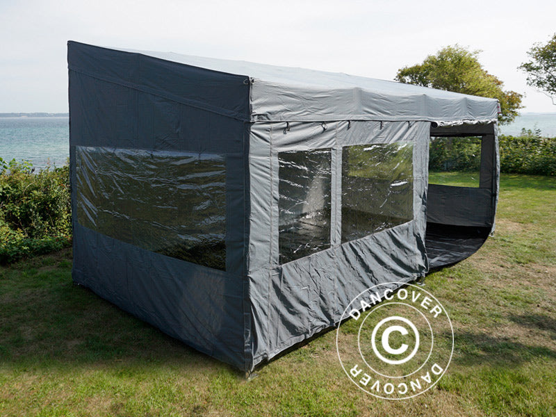 Quick-up telt FleXtents PRO Trapezo 3x6m Grå, inkl. 4 sider