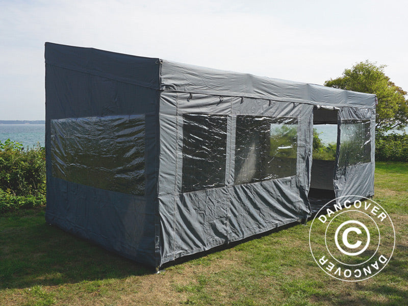 Quick-up telt FleXtents PRO Trapezo 3x6m Grå, inkl. 4 sider