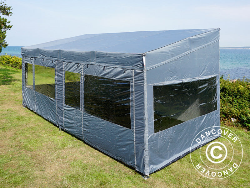 Quick-up telt FleXtents PRO Trapezo 3x6m Grå, inkl. 4 sider