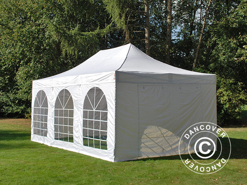 Quick-up telt FleXtents PRO Vintage Style 4x6m Hvit, inkl. 8 sider