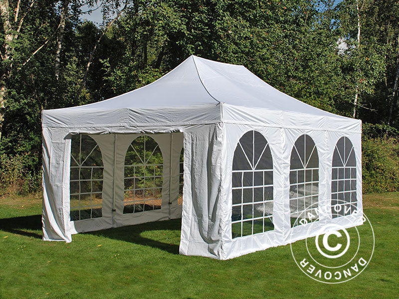 Quick-up telt FleXtents PRO Vintage Style 4x6m Hvit, inkl. 8 sider