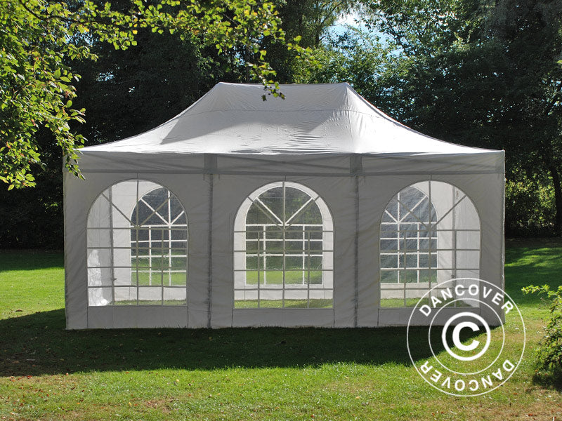 Quick-up telt FleXtents PRO Vintage Style 4x6m Hvit, inkl. 8 sider