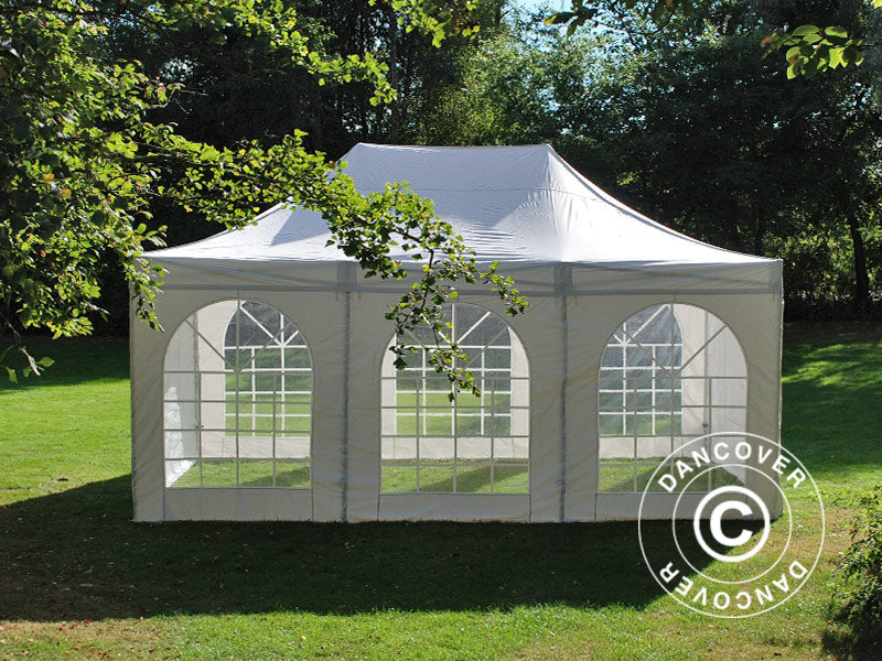 Quick-up telt FleXtents PRO Vintage Style 4x6m Hvit, inkl. 8 sider