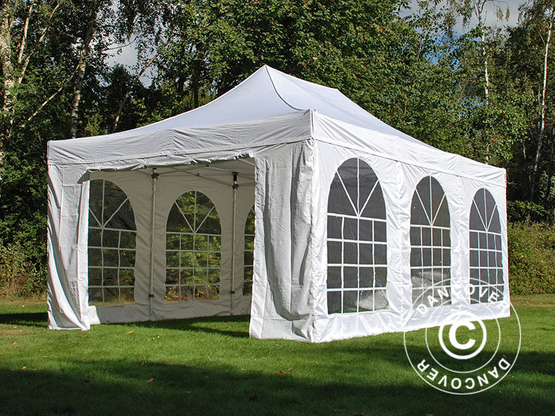 Quick-up telt FleXtents PRO Vintage Style 4x6m Hvit, inkl. 8 sider