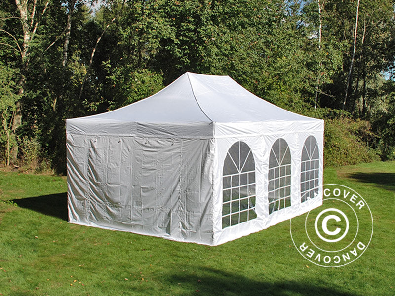 Quick-up telt FleXtents PRO Vintage Style 4x6m Hvit, inkl. 8 sider