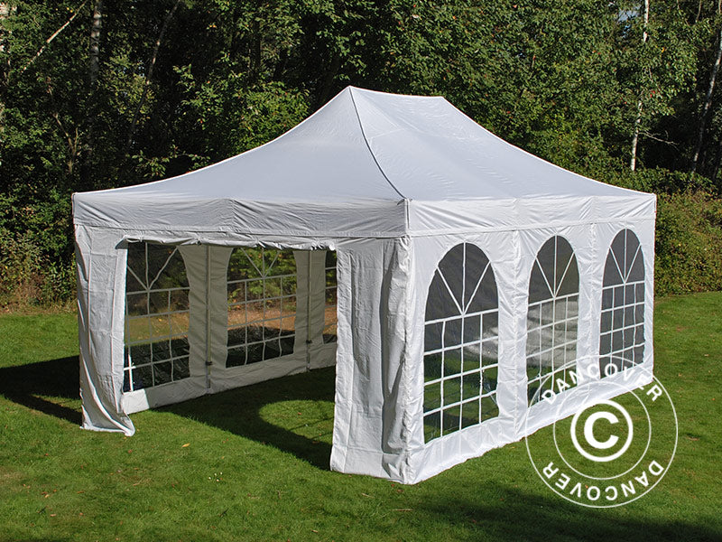 Quick-up telt FleXtents PRO Vintage Style 4x6m Hvit, inkl. 8 sider