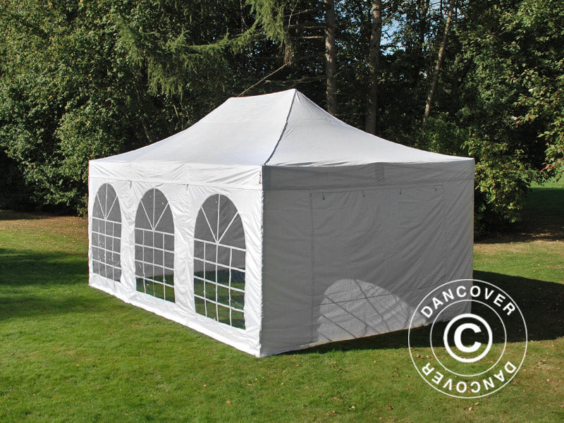 Quick-up telt FleXtents PRO Vintage Style 4x6m Hvit, inkl. 8 sider