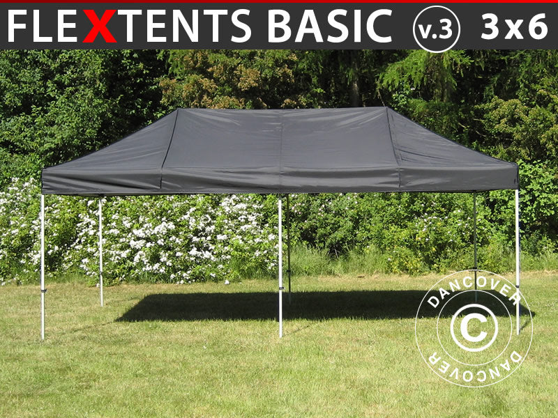 Quick-up telt FleXtents Basic v.3, 3x6m Svart