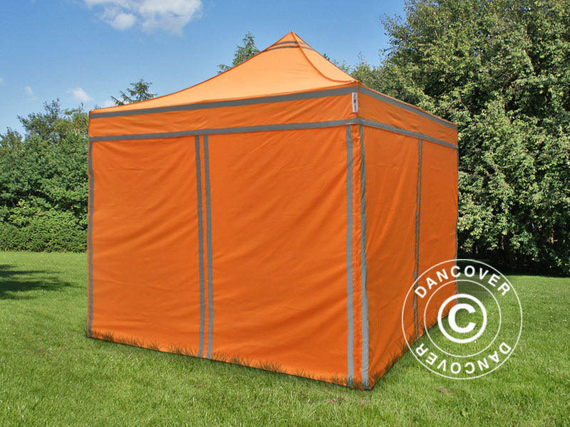 Quick-up telt FleXtents PRO Steel Arbeidstelt 3x3m Oransje reflekterende, inkl. 4 sider