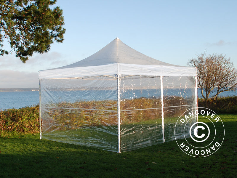 Quick-up telt FleXtents PRO Steel 3x3m Transparent, inkl. 4 sider