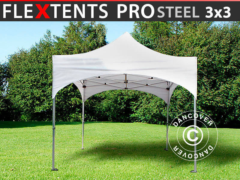 Quick-up telt FleXtents PRO Steel "Arched" 3x3m Hvit