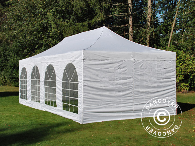 Quick-up telt FleXtents PRO Steel Vintage Style 4x8m Hvit, inkl. 6 sider