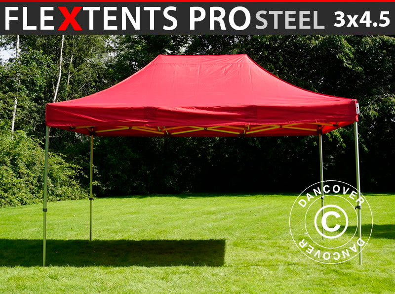 Quick-up telt FleXtents PRO Steel 3x4,5m, Rød