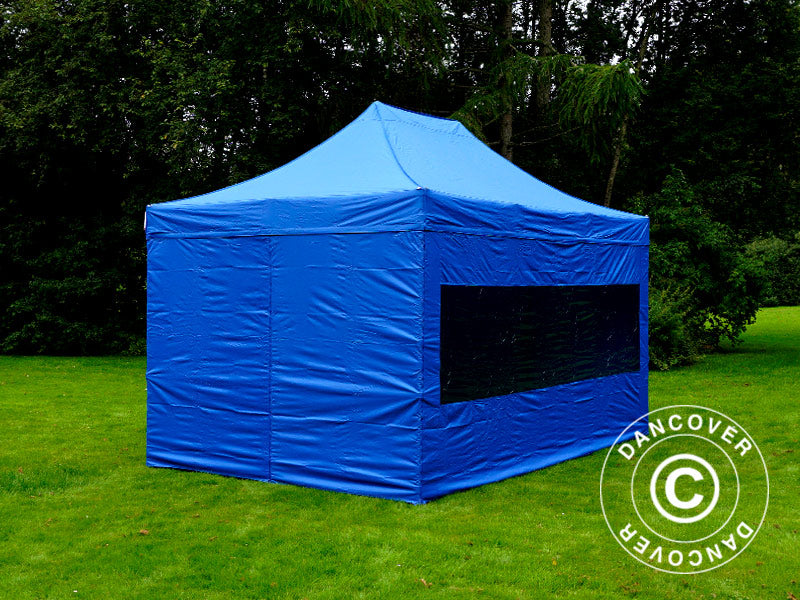 Quick-up telt FleXtents PRO Steel 3x4,5m, Blå, inkl. 4 sider