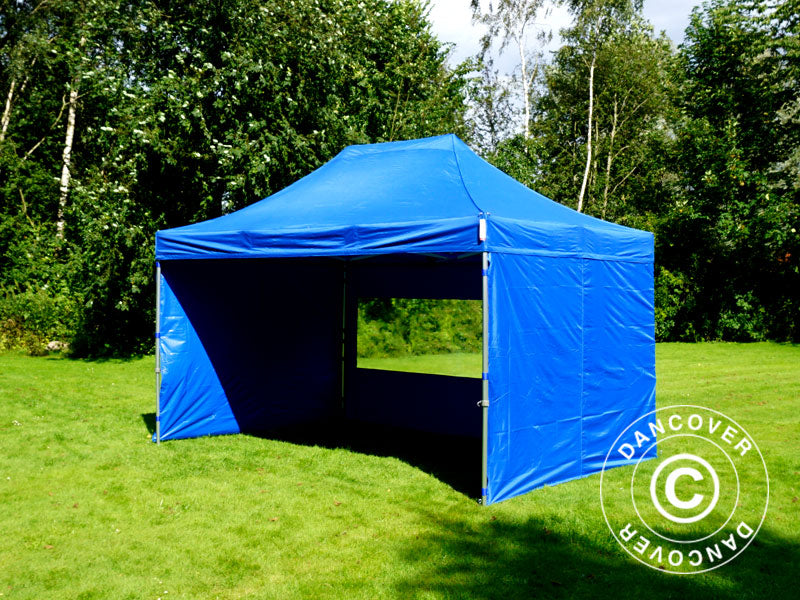 Quick-up telt FleXtents PRO Steel 3x4,5m, Blå, inkl. 4 sider