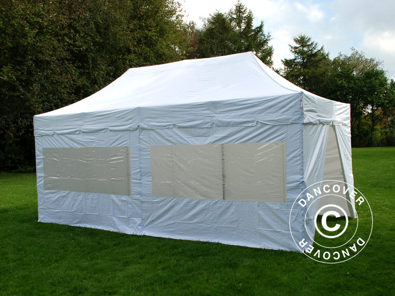 Quick-up telt FleXtents PRO Steel "Peaked" 3x6m Hvit, inkl. 6 sider