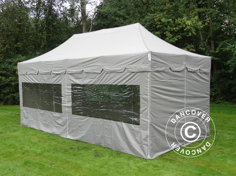 Quick-up telt FleXtents PRO Steel "Peaked" 3x6m Latte, inkl. 6 sider