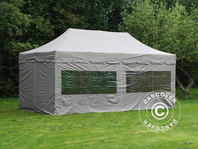 Quick-up telt FleXtents PRO Steel "Peaked" 3x6m Latte, inkl. 6 sider