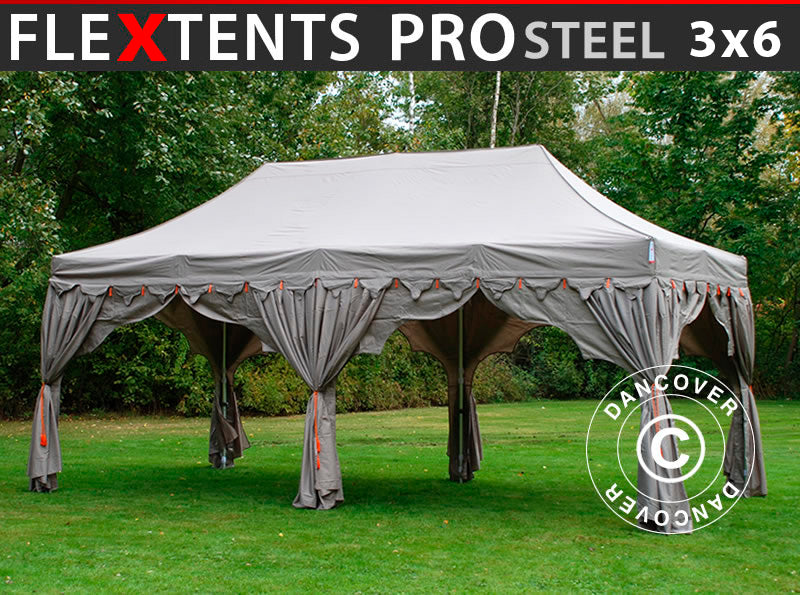 Quick-up telt FleXtents PRO Steel "Raj" 3x6m Latte/Oransje
