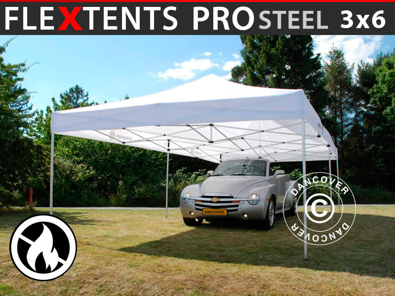 Quick-up telt FleXtents PRO Steel 3x6m Hvit, Flammehemmende