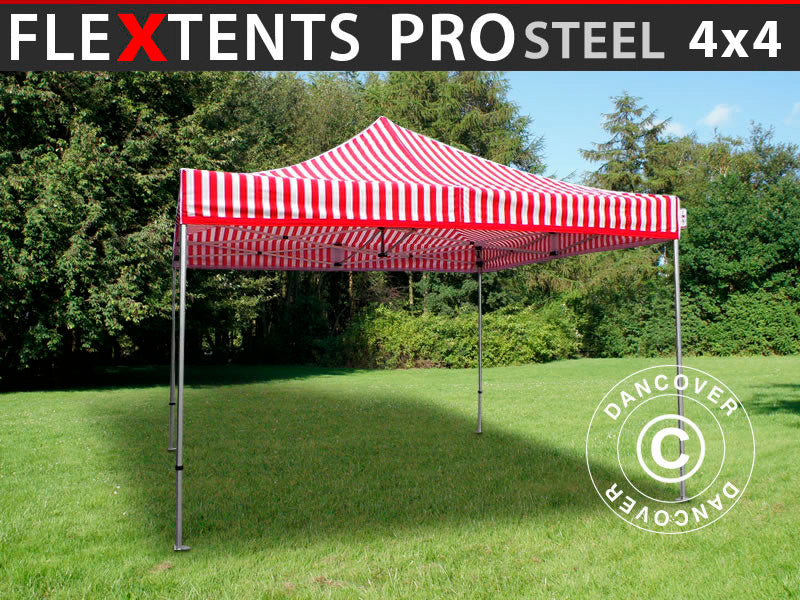 Quick-up telt FleXtents PRO Steel 4x4m Stripet