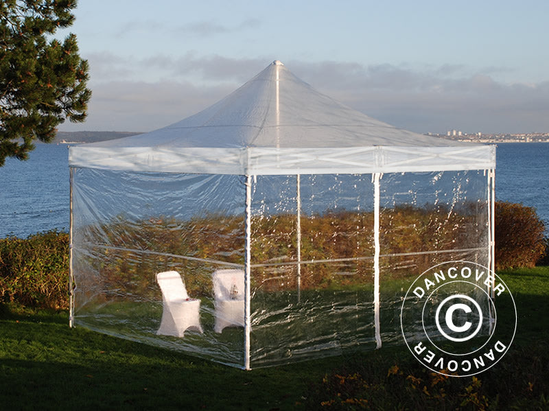 Quick-up telt FleXtents PRO Steel 4x4m Transparent, inkl. 4 sider