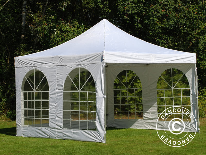 Quick-up telt FleXtents PRO Steel Vintage Style 4x4m Hvit, inkl. 4 sider