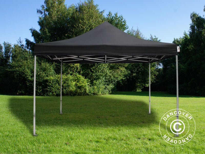 Quick-up telt FleXtents PRO Steel 4x4m Svart, Flammehemmende, inkl. 4 sider