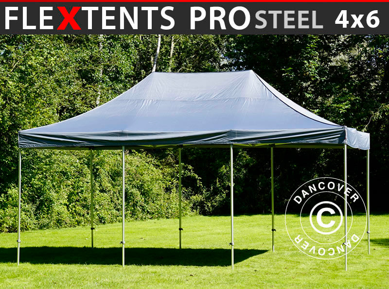 Quick-up telt FleXtents PRO Steel 4x6m Grå