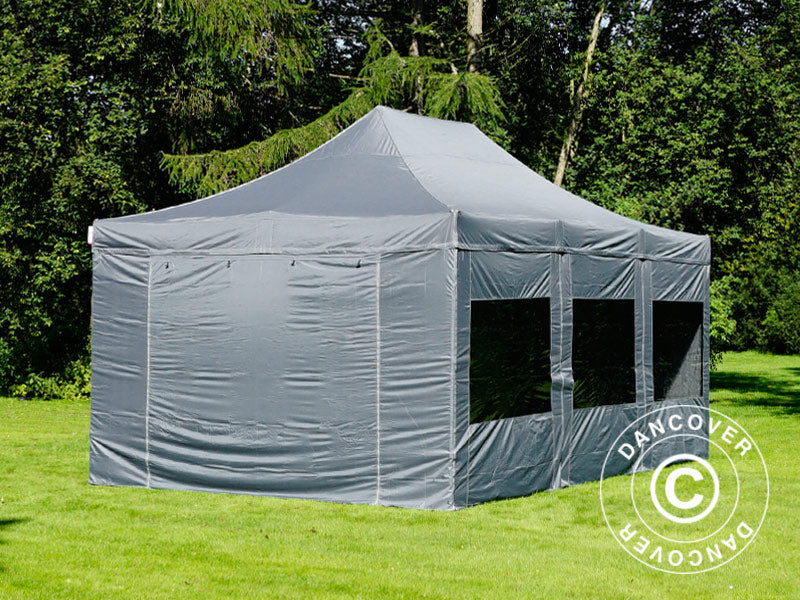 Quick-up telt FleXtents PRO Steel 4x6m Grå, inkl. 8 sider