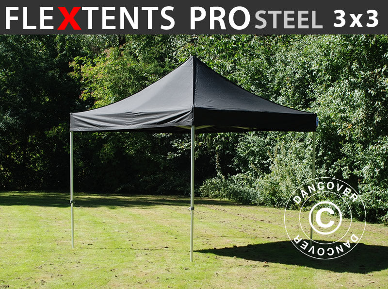 Quick-up telt FleXtents PRO Steel 3x3m Svart