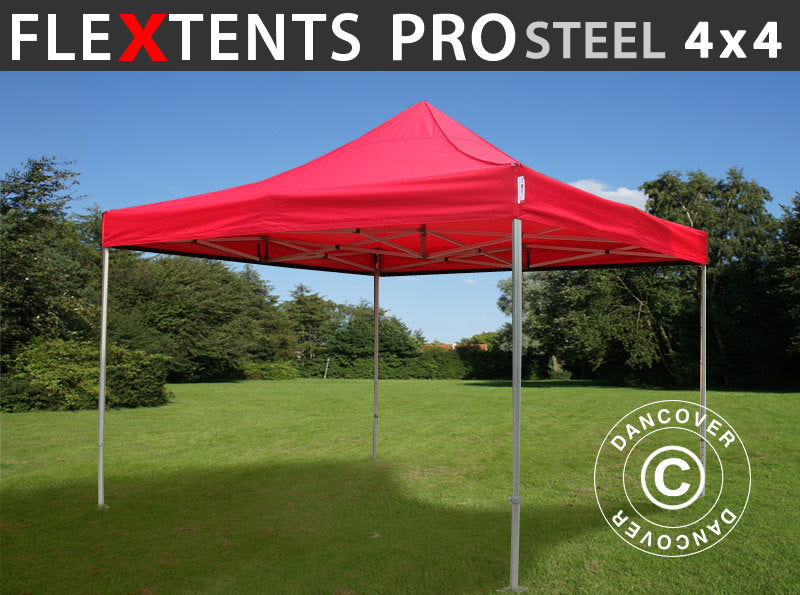 Quick-up telt FleXtents PRO Steel 4x4m Rød