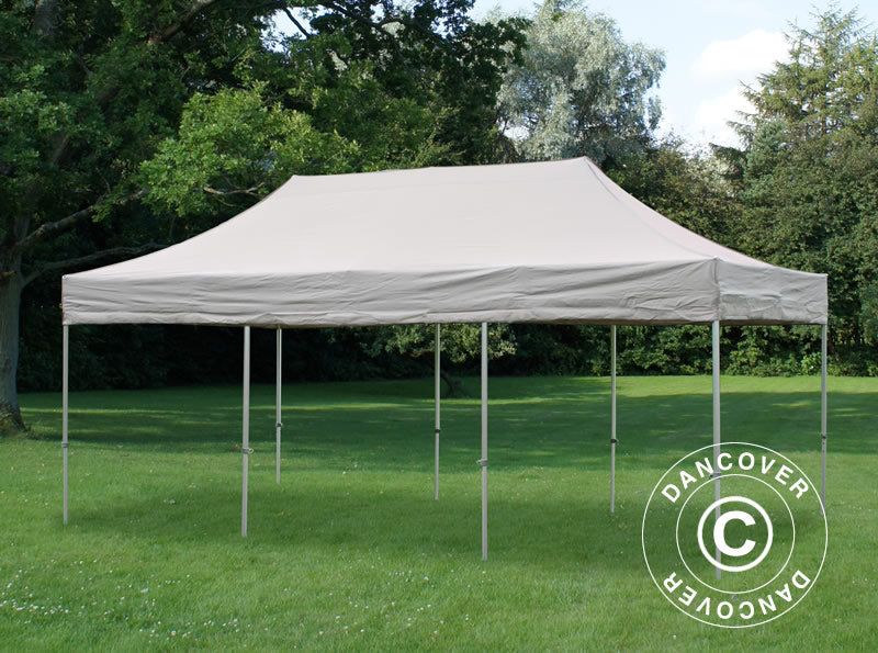 Quick-up telt FleXtents PRO Steel 4x6m Latte, inkl. 8 dekorative gardiner