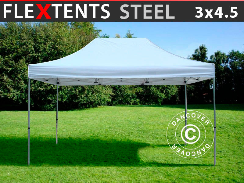 Quick-up telt FleXtents Steel 3x4,5m, Hvit