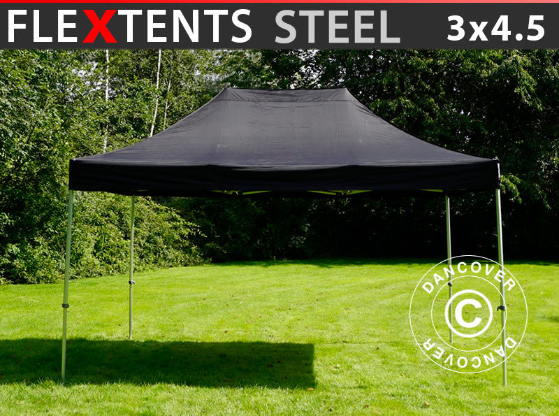 Quick-up telt FleXtents Steel 3x4,5m, Svart