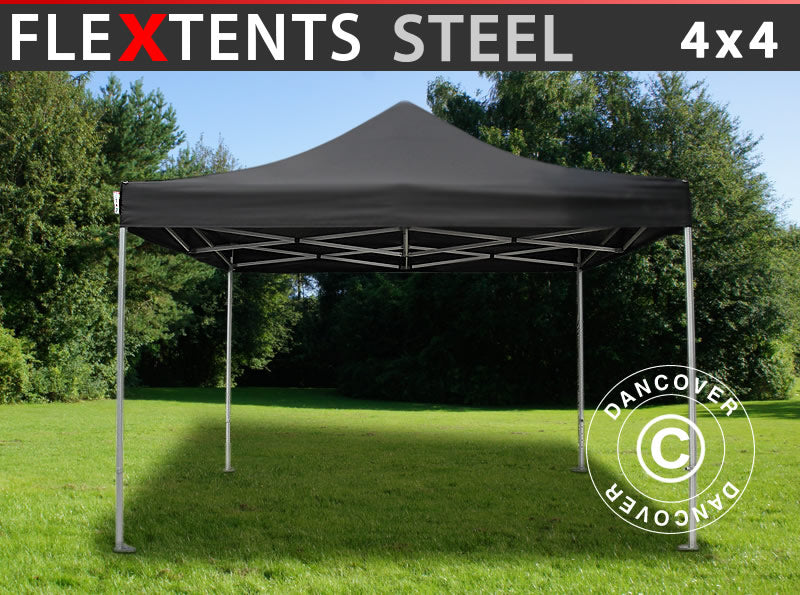 Quick-up telt FleXtents Steel 4x4m Svart